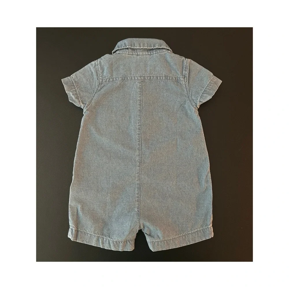 Carters Baby Boys Blue Chambray Romper 3M Nautical Sailboat One Piece (1293)
